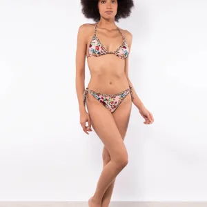 Bikini set triangolo con coppe imbottite estraibili e slip annodato - LO00