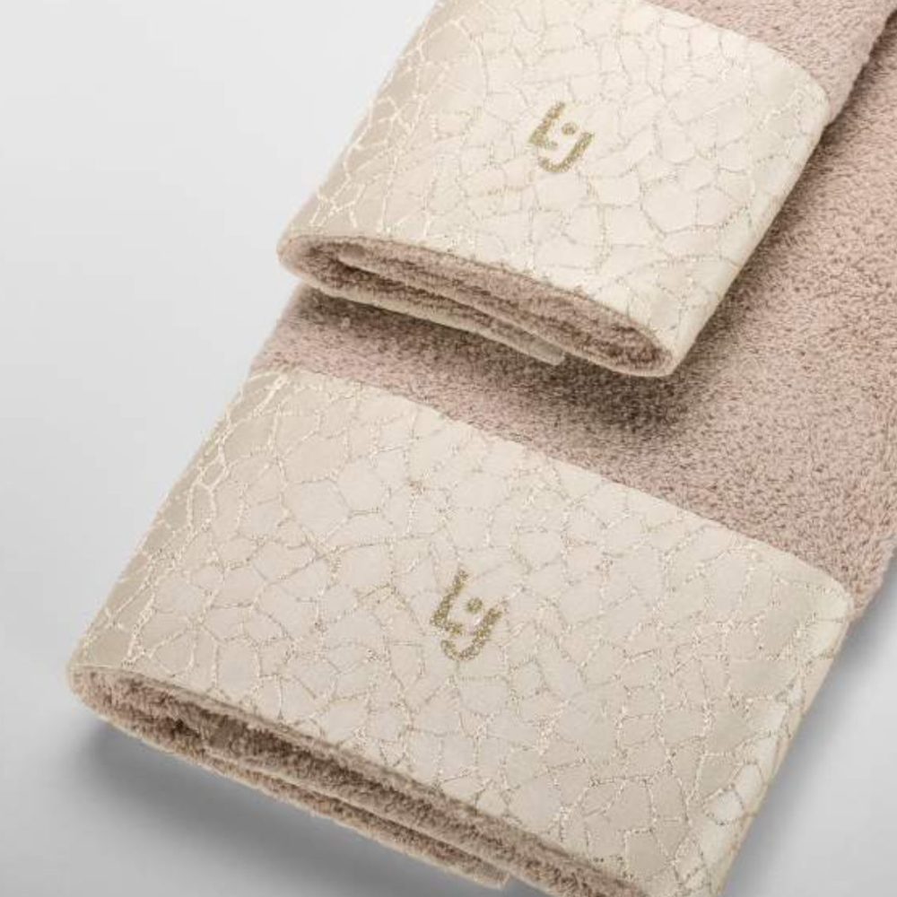 Liu Jo Set Asciugamani 1+1 In Spugna Di Cotone Lurex Avorio Silver