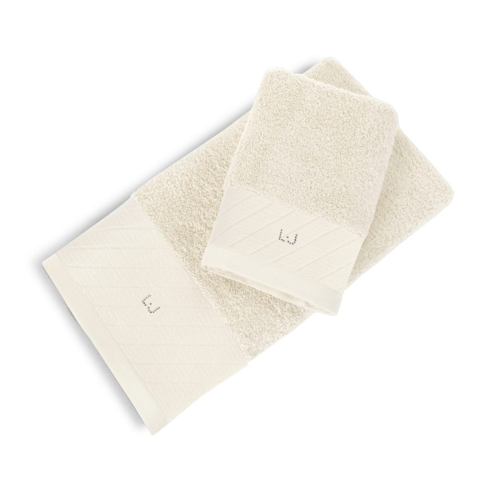 Liu Jo Set Asciugamani 1+1 In Spugna Di Cotone Diagonal