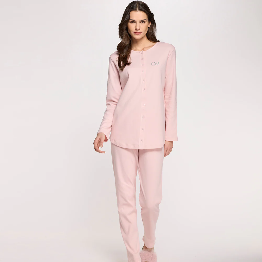 Pigiama Liu Jo donna caldo cotone DL0264 aperto davanti