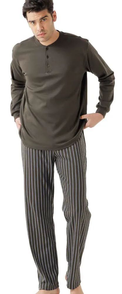 Pigiama Serafino Uomo Caldo Cotone Jamas IJ9443