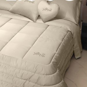Trapunta Matrimoniale Liujo Luce + Swarovsky Raso di cotone Avorio