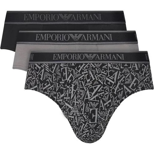 Tris slip uomo emporio Armani grigio nero logata