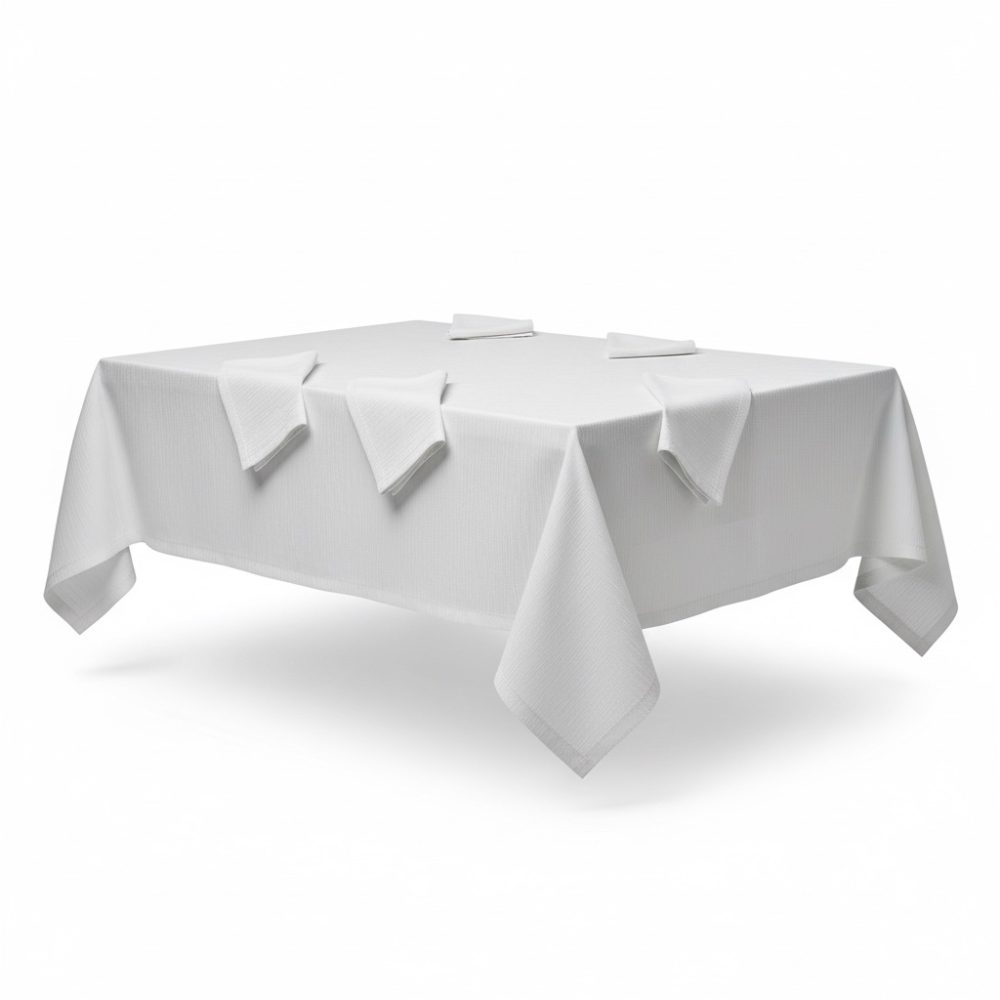 Tovaglia Vallesusa Lia 12 posti + 12 tovaglioli rettangolare bianco