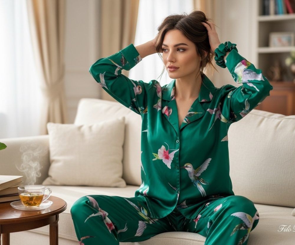 Pigiama donna raso filo D&rsquo;Angelo J lo verde