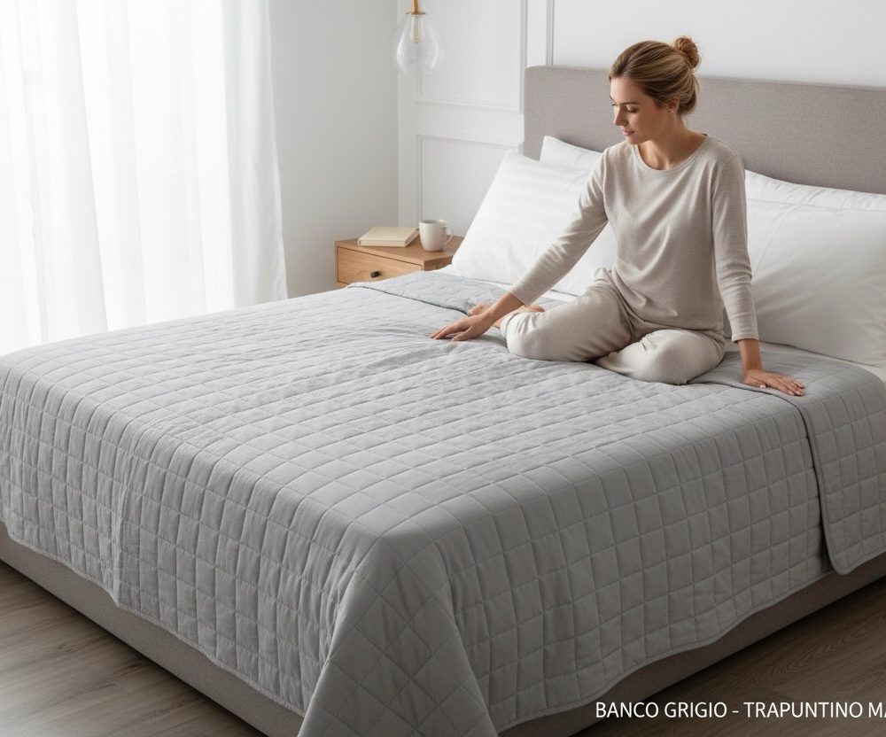 Copriletto trapuntato gabel 2 piazze tinta unita perla