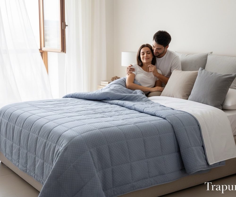 Copriletto trapuntato gabel 2 piazze azzurro chiaro