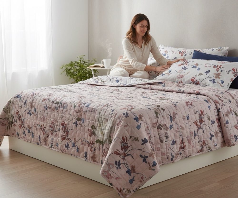 Copriletto trapuntato gabel 2 piazze profumo di lavanda var perla