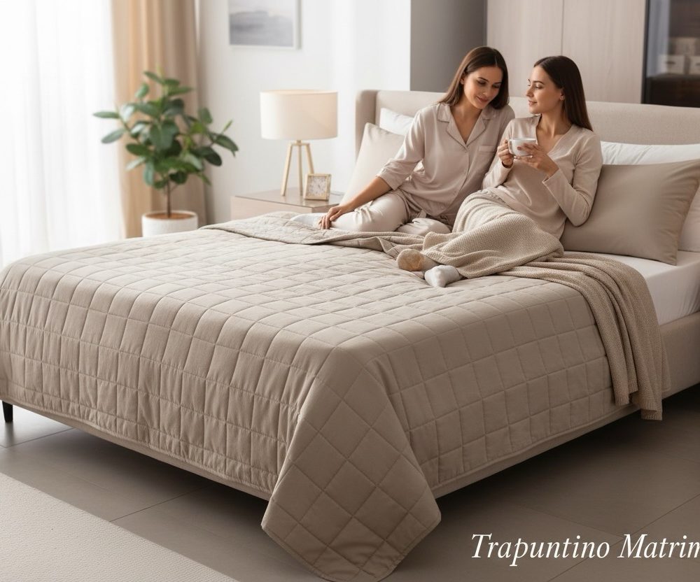 Copriletto trapuntato gabel 2 piazze tinta unita var greige