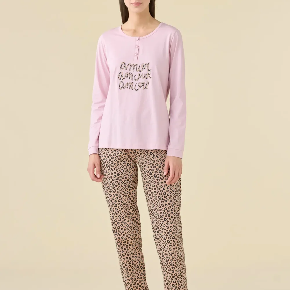 Pigiama donna manica lunga cotone Jersey Noi di notte