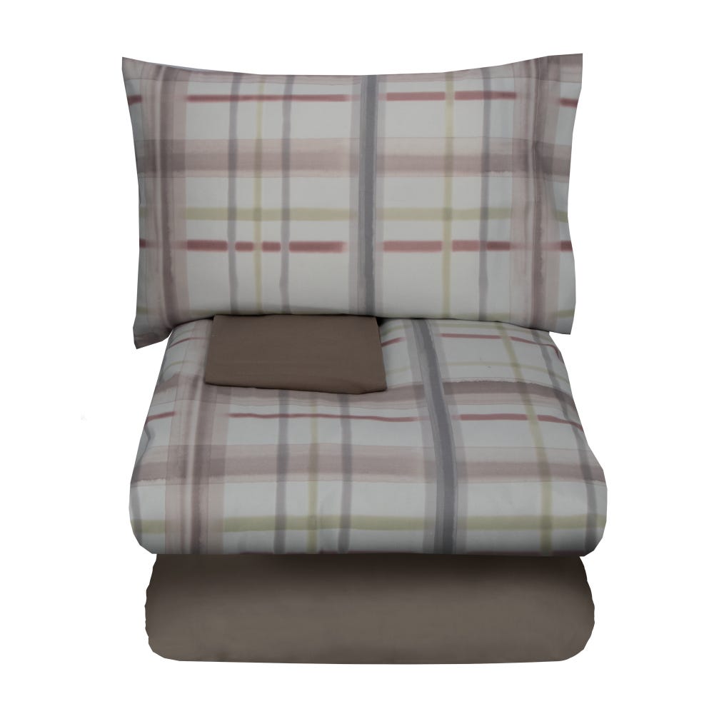 Completo copripiumino matrimoniale Vallesusa Star tortora