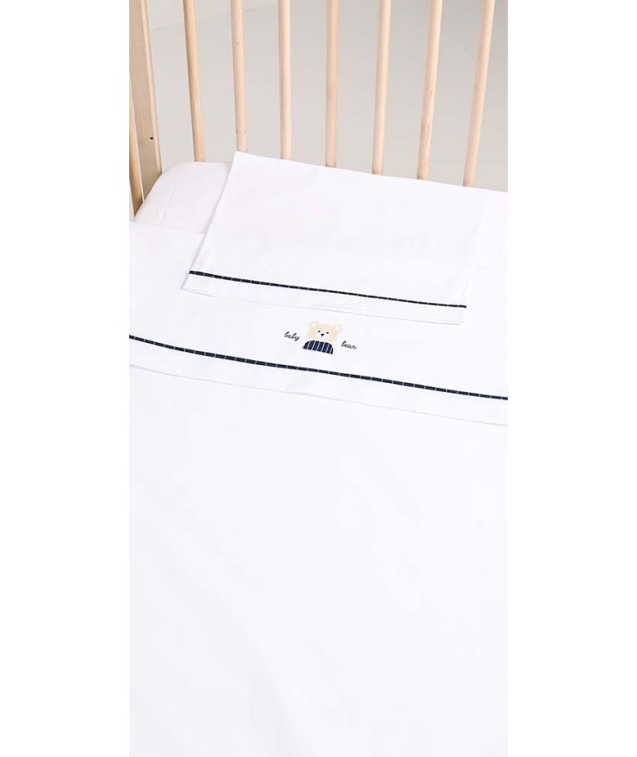 Lenzuolino culla gary cm 90x120 sotto sopra federa blu