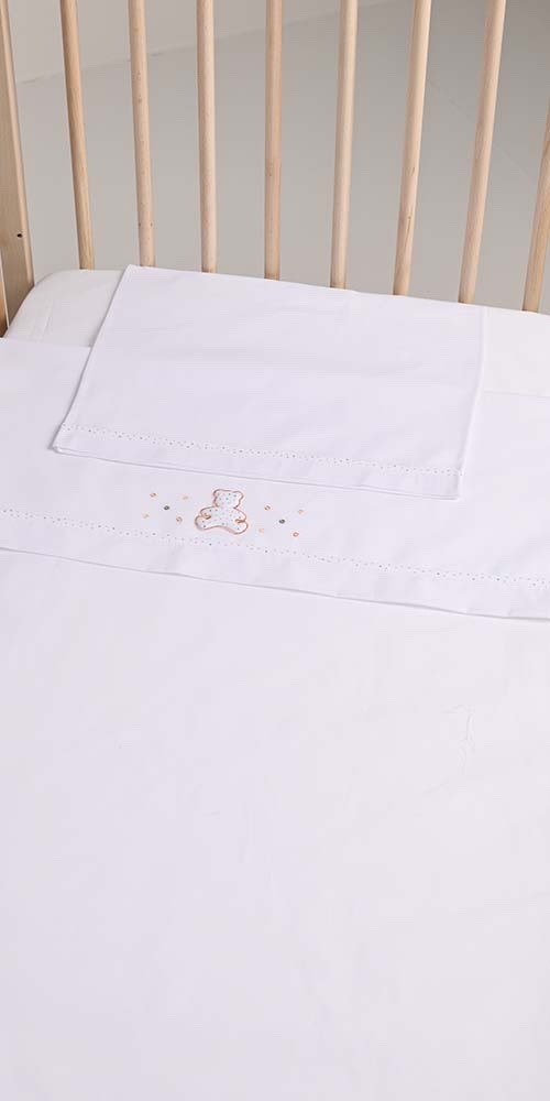 Lenzuolino lettino gary cm 115x175 sotto sopra federa albicocca