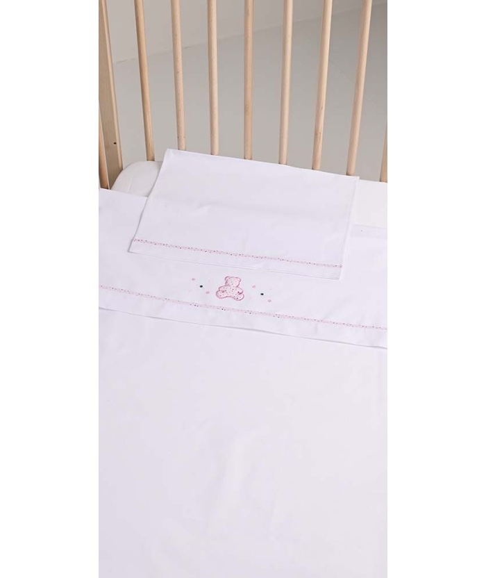 Lenzuolino lettino gary cm 115x175 sotto sopra federa rosa