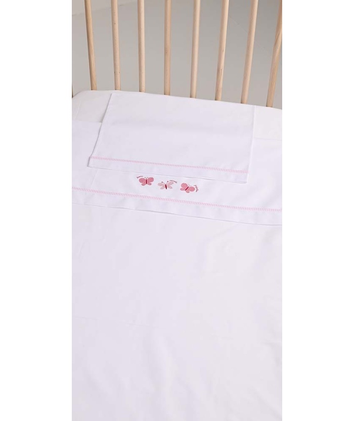 Lenzuolino culla gary 90x120 sopra sotto e federa rosa corallo