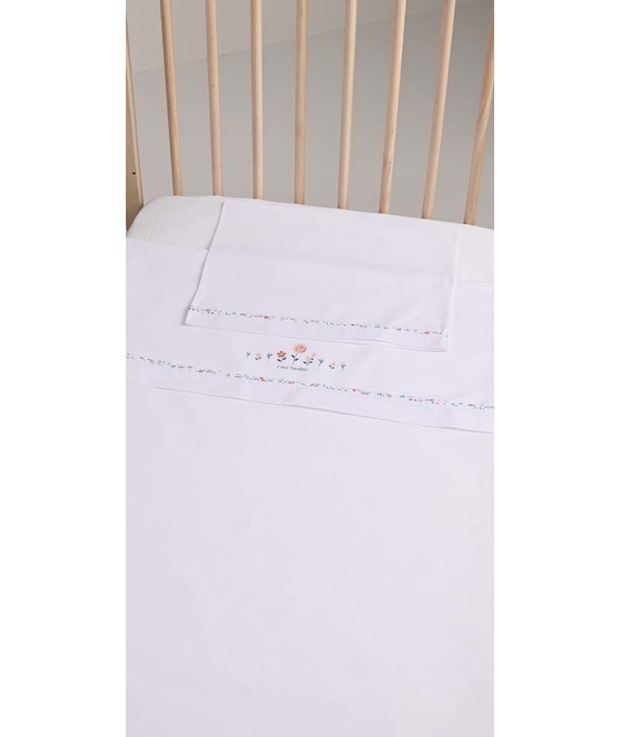 Lenzuolino lettino gary cm 115x175 sotto sopra federa crema corallo