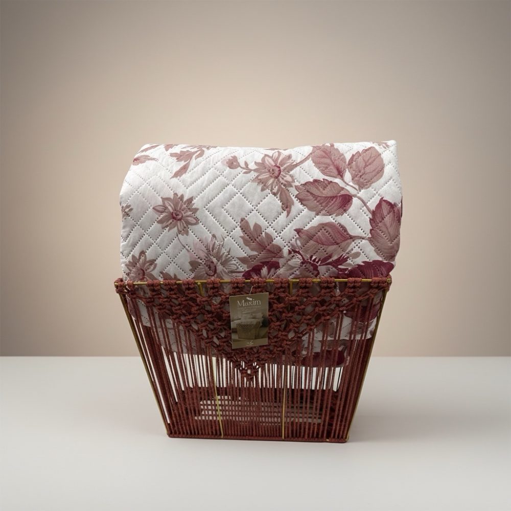 Trapuntino matrimoniale Maxim Rosa antico + cestino