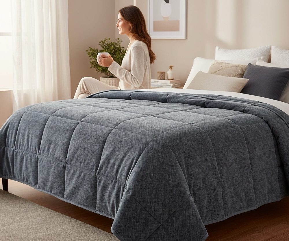 Trapunta 1 piazza e mezzo Linea Oro Blu lavagna