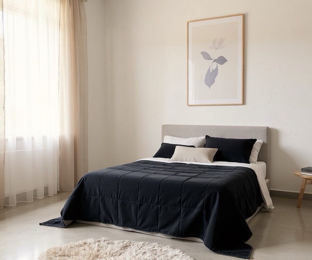 Trapunta 1 piazza e mezzo Velvet Martissima Nero