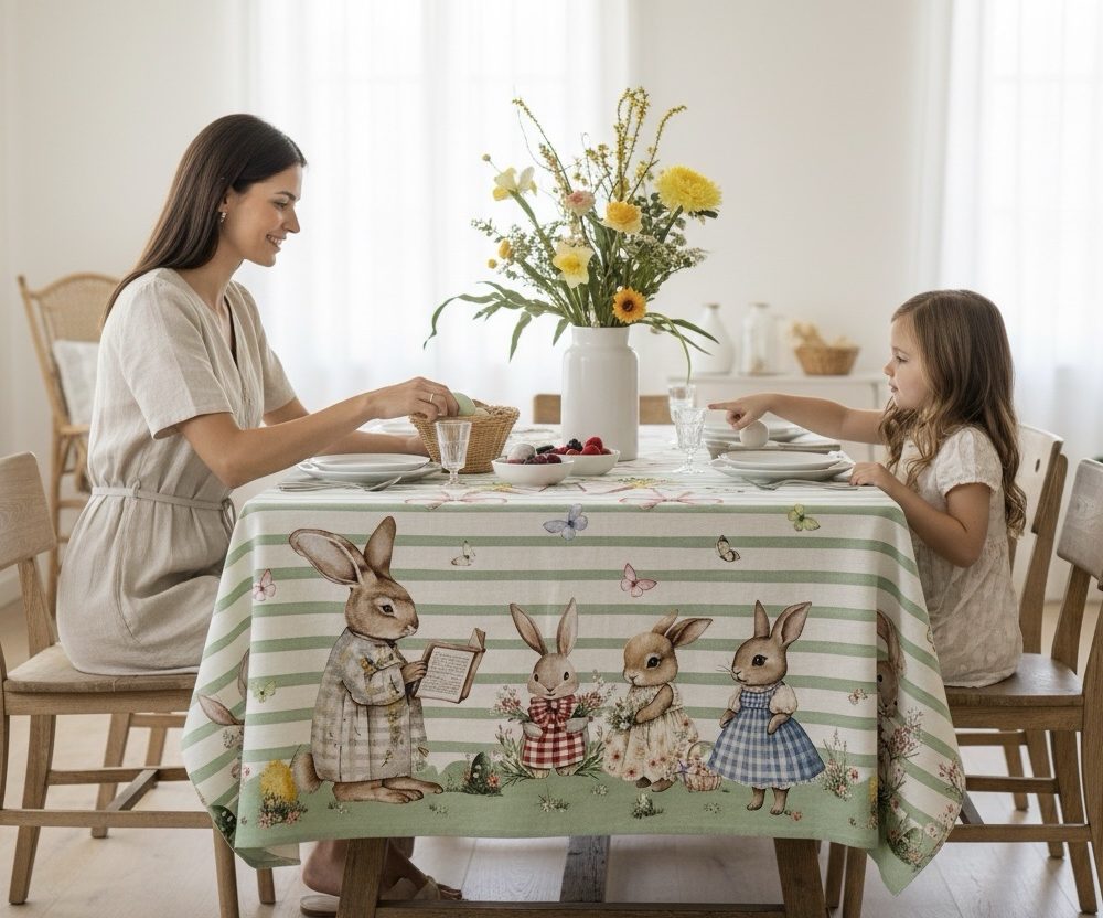 Tovaglia Maestri cotonieri nonno coniglio X 18 posti misura 155x360