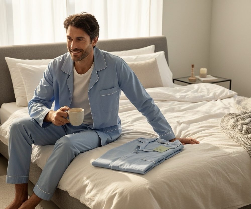 Pigiama uomo Diplomat cotone batista azzurro