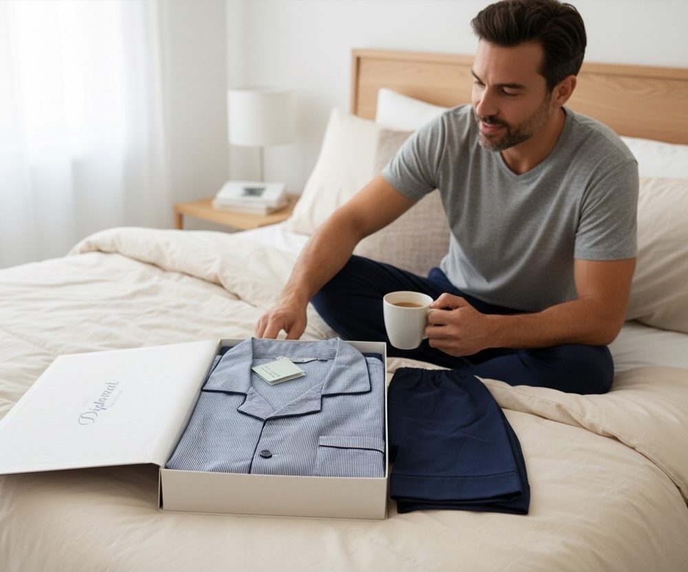 Pigiama uomo Diplomat cotone batista blu