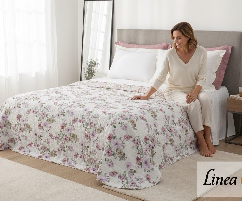 Copriletto trapuntato matrimoniale linea oro