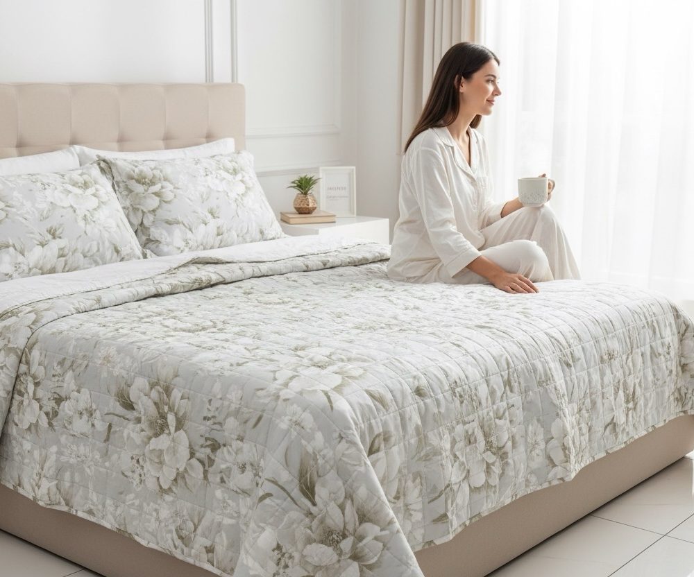 Copriletto trapuntato matrimoniale linea oro