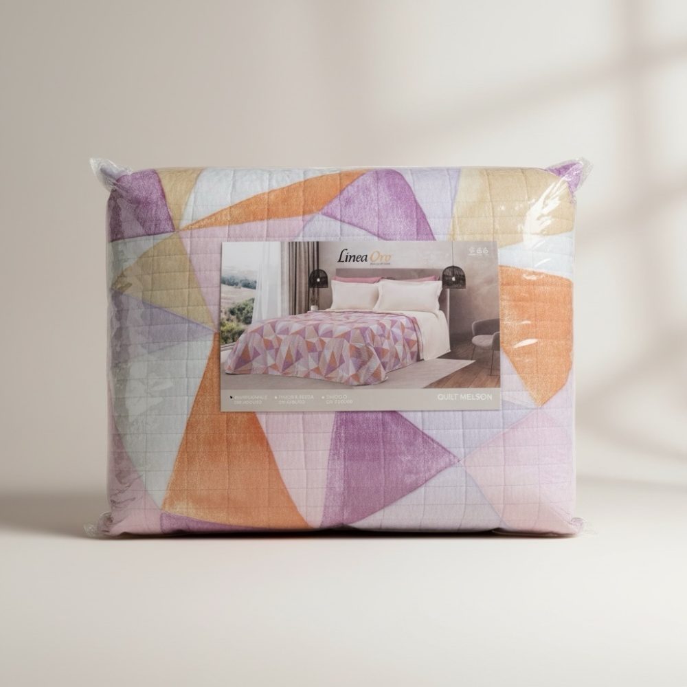 Copriletto trapuntato matrimoniale linea oro stampato