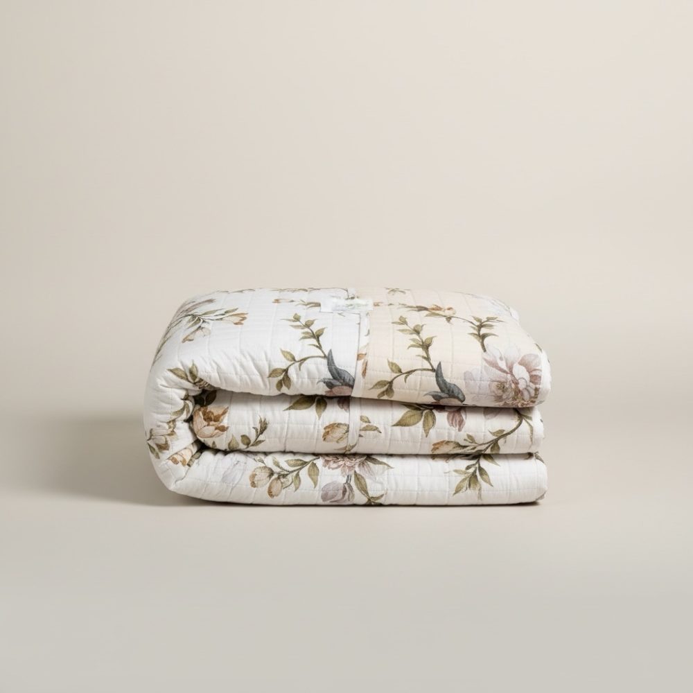 Copriletto trapuntato matrimoniale linea oro stampato