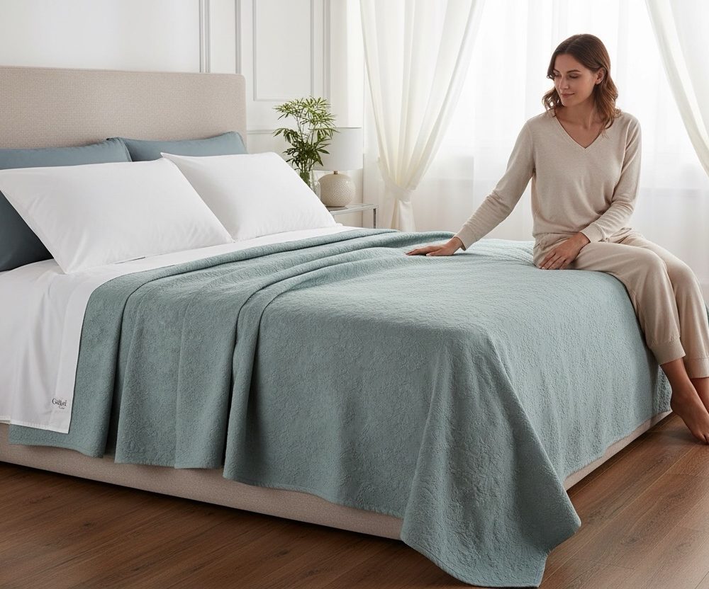 Copriletto leggero gabel  2piazze cm 260x250 cotone tinto in capo var brina hydrus