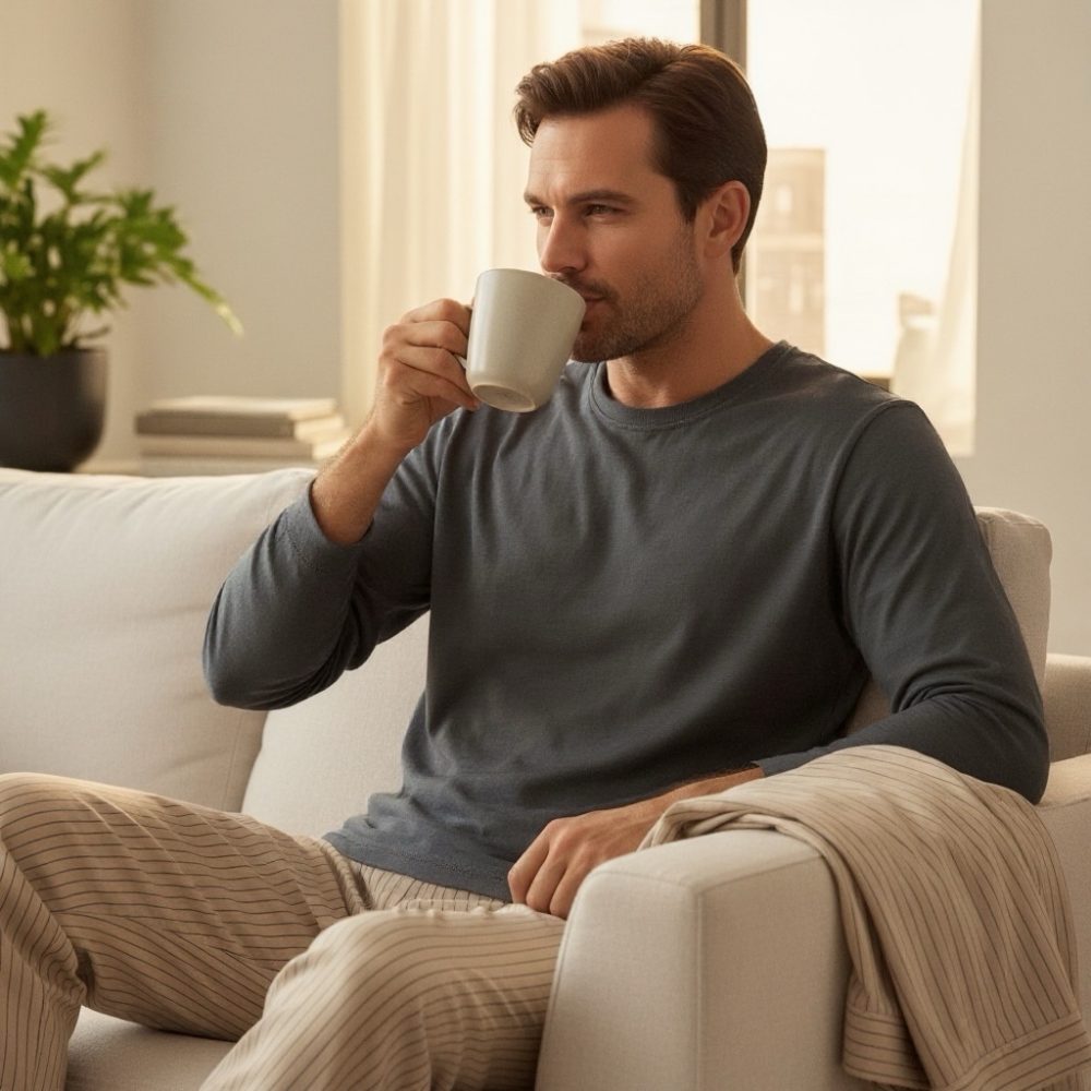 Pigiama uomo manica lunga cotone Pepe nero colore grigio